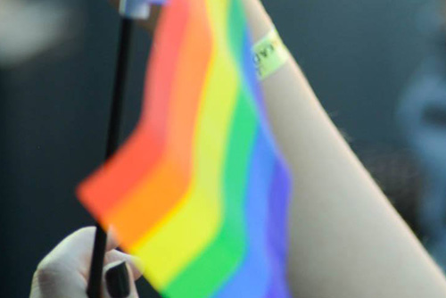 Hand with rainbow flag